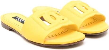 Dolce & Gabbana Kids logo-embossed slides Yellow