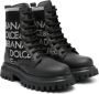 Dolce & Gabbana Kids logo-lettering leather ankle boots Black - Thumbnail 1