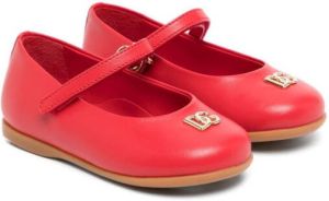 Dolce & Gabbana Kids logo-plaque ballerina shoes Red