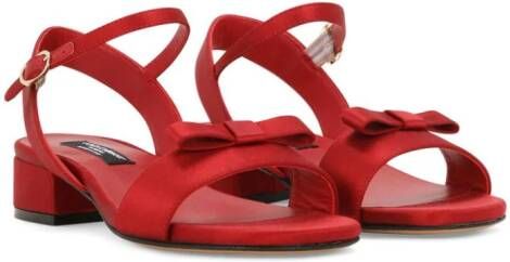Dolce & Gabbana Kids logo-plaque bow-detail sandals Red