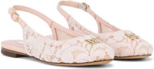 Dolce & Gabbana Kids logo-plaque lace-detail sandals Pink