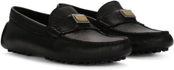 Dolce & Gabbana Kids logo-tag leather loafers Black