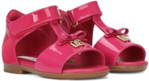 Dolce & Gabbana Kids logo-plaque patent-leather sandals Pink