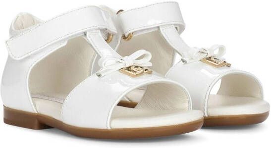 Dolce & Gabbana Kids First Steps patent leather sandals White