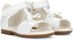 Dolce & Gabbana Kids logo-plaque patent-leather sandals White