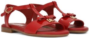 Dolce & Gabbana Kids logo-plaque T-bar sandals Red