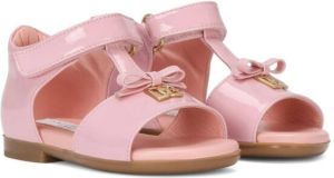 Dolce & Gabbana Kids logo-plaque touch-strap sandals Pink