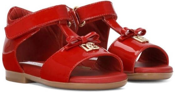 Dolce & Gabbana Kids First Steps patent leather sandals Red