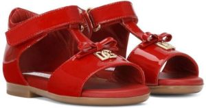 Dolce & Gabbana Kids logo-plaque touch-strap sandals Red