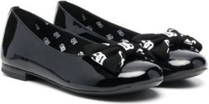 Dolce & Gabbana Kids logo-print bow ballerina shoes Black