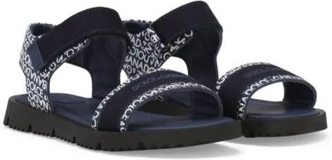 Dolce & Gabbana Kids logo-print leather sandals Blue