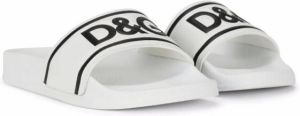 Dolce & Gabbana Kids logo-print leather slides White