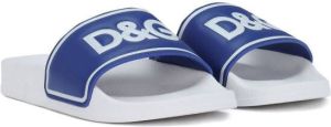 Dolce & Gabbana Kids logo-print pool slides Blue