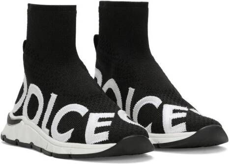 Dolce & Gabbana Kids logo-print sock-style sneakers Black