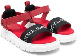Dolce & Gabbana Kids logo-print strap sandals Red