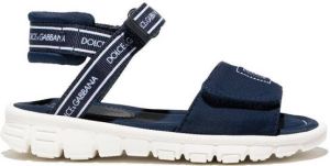 Dolce & Gabbana Kids logo-print touch-strap sandals Blue