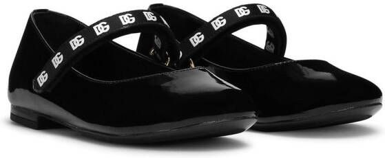 Dolce & Gabbana Kids DG-logo 85mm patent leather mules Black