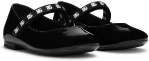 Dolce & Gabbana Kids logo-strap ballerina shoes Black