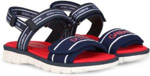 Dolce & Gabbana Kids logo-tape detail round-toe sandals Blue