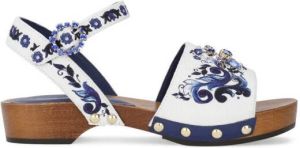 Dolce & Gabbana Kids Majolica-print canvas sandals White
