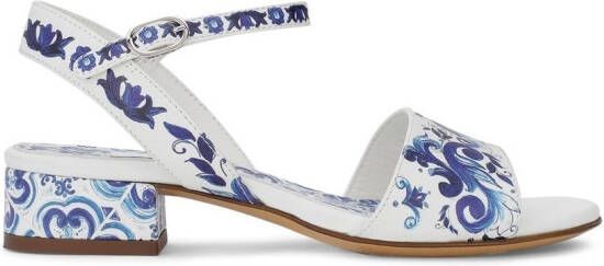 Dolce & Gabbana Kids Majolica-print leather sandals Blue