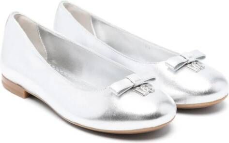 Dolce & Gabbana Kids metallic leather ballerina shoes Silver