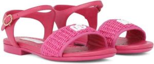 Dolce & Gabbana Kids monogram-logo interwoven leather sandals Pink