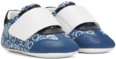 Dolce & Gabbana Kids monogram-pattern touch-strap sneakers Blue