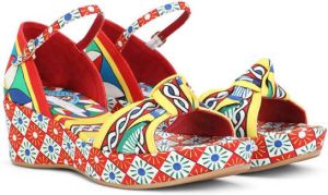 Dolce & Gabbana Kids multi-print platform sandals Red