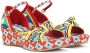 Dolce & Gabbana Kids Carretto-print ankle-strap wedges Red - Thumbnail 1