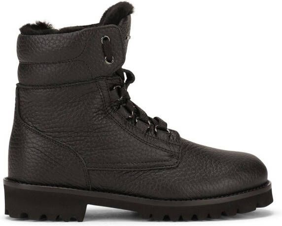 Dolce & Gabbana Kids leather combat boots Black