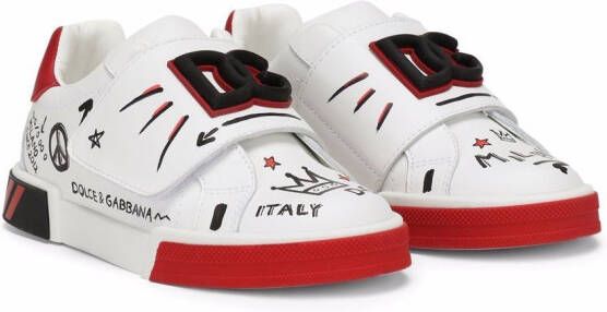 Dolce & Gabbana Kids Portofino Custom leather sneakers White