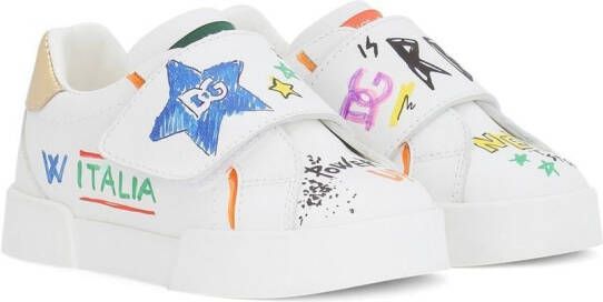 Dolce & Gabbana Kids Portofino Light graffiti-print sneakers White