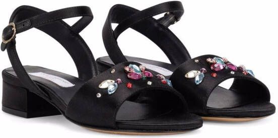 Dolce & Gabbana Kids crystal-embellished satin sandals Black