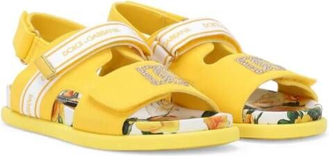 Dolce & Gabbana Kids rhinestone-embellished cotton sandals Yellow