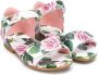 Dolce & Gabbana Kids roses print touch strap sandals White - Thumbnail 1