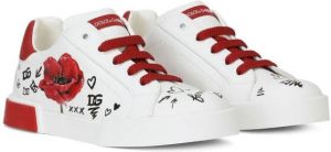 Dolce & Gabbana Kids side poppy-print low-top sneakers White