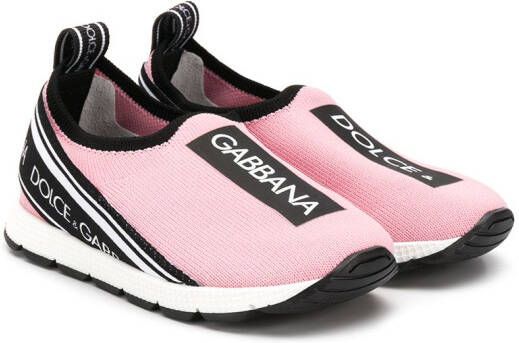 Dolce & Gabbana Kids Sorrento logo-tape slip-on sneakers Pink