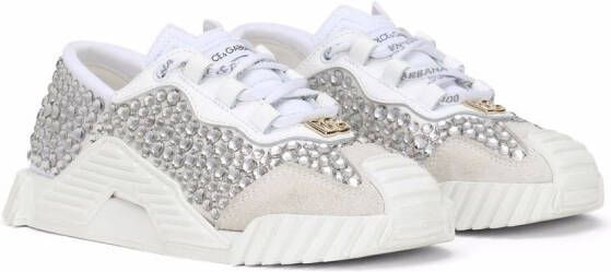 Dolce & Gabbana Kids studded low-top leather sneakers White