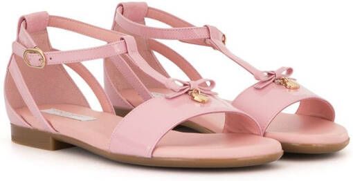 Dolce & Gabbana Kids T-strap patent leather sandals Pink