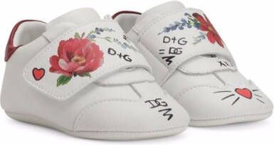 Dolce & Gabbana Kids floral-print leather sneakers White