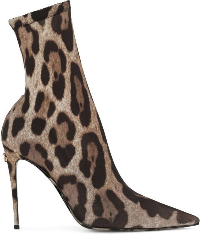 Dolce & Gabbana KIM DOLCE&GABBANA leopard-print ankle boots Brown