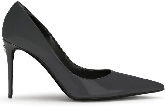 Dolce & Gabbana KIM DOLCE&GABBANA pointed-toe patent leather pumps Grey