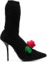 Dolce & Gabbana knitted style rose calf boots Black - Thumbnail 1