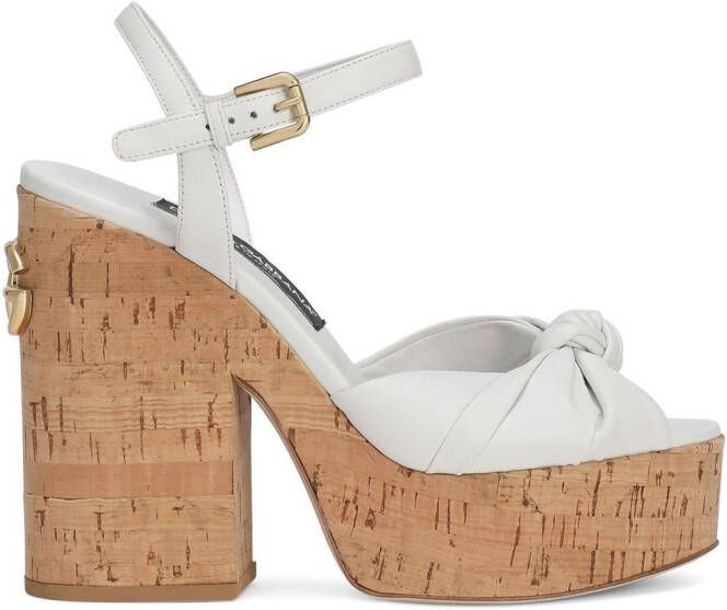 Dolce & Gabbana knot detail platform sandals White