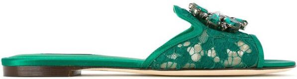 Dolce & Gabbana lace sandals with crystals Green