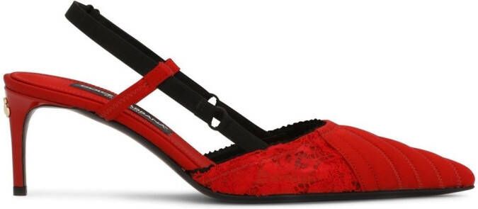 Dolce & Gabbana lace-trim pointed-toe sandals Red
