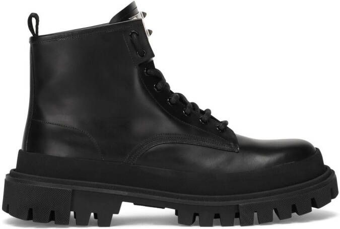 Dolce & Gabbana lace-up leather ankle boots Black