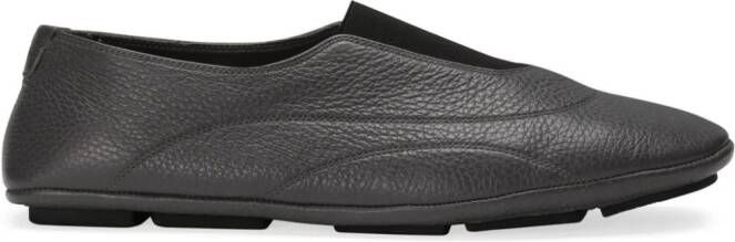 Dolce & Gabbana leather almond-toe slippers Black
