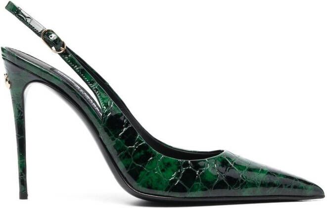 Dolce & Gabbana leather slingback pumps Green